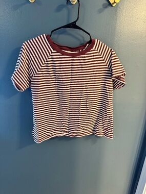Levi's Maroon and White Striped Raglan Tee